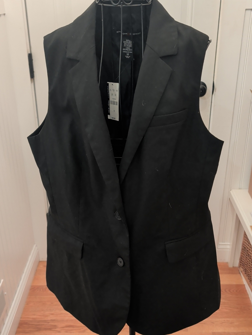 Nwt New York Company Black Tailored Sleeveless Blazer Vest